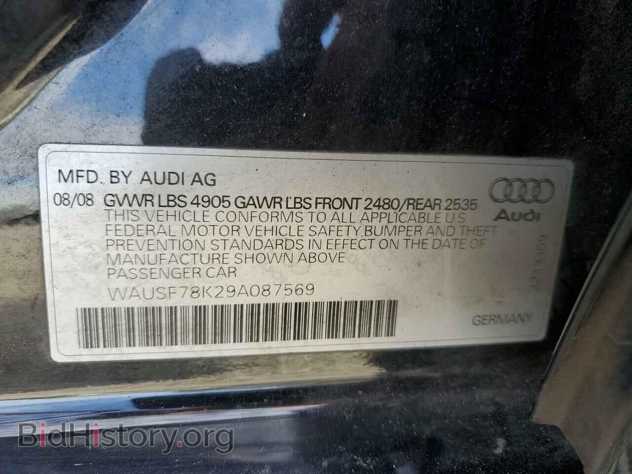 2009 AUDI A4 - VIN: WAUSF78K29A087569 - Фото 12