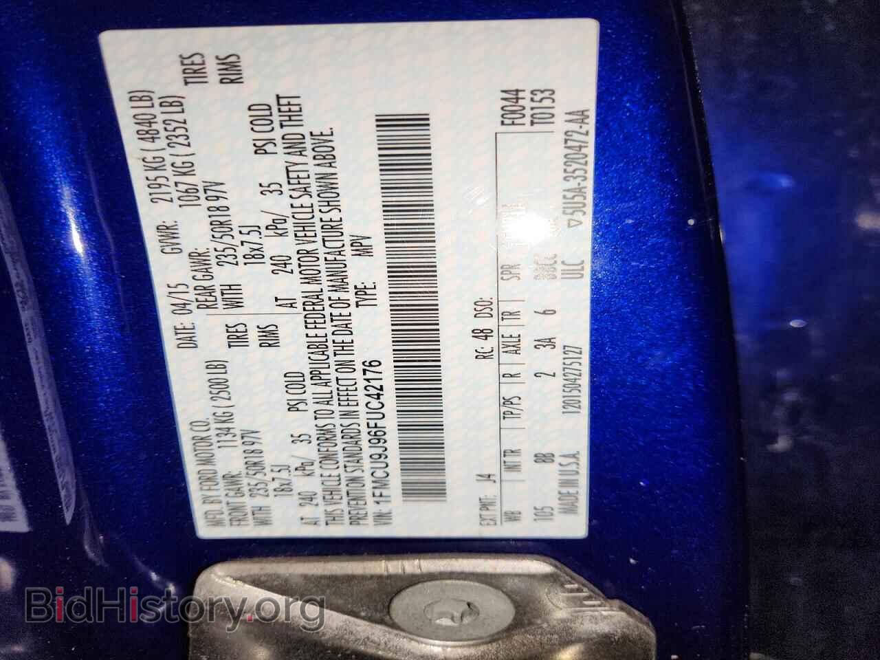 2015 FORD ESCAPE - VIN: 1FMCU9J96FUC42176 - Фото 13