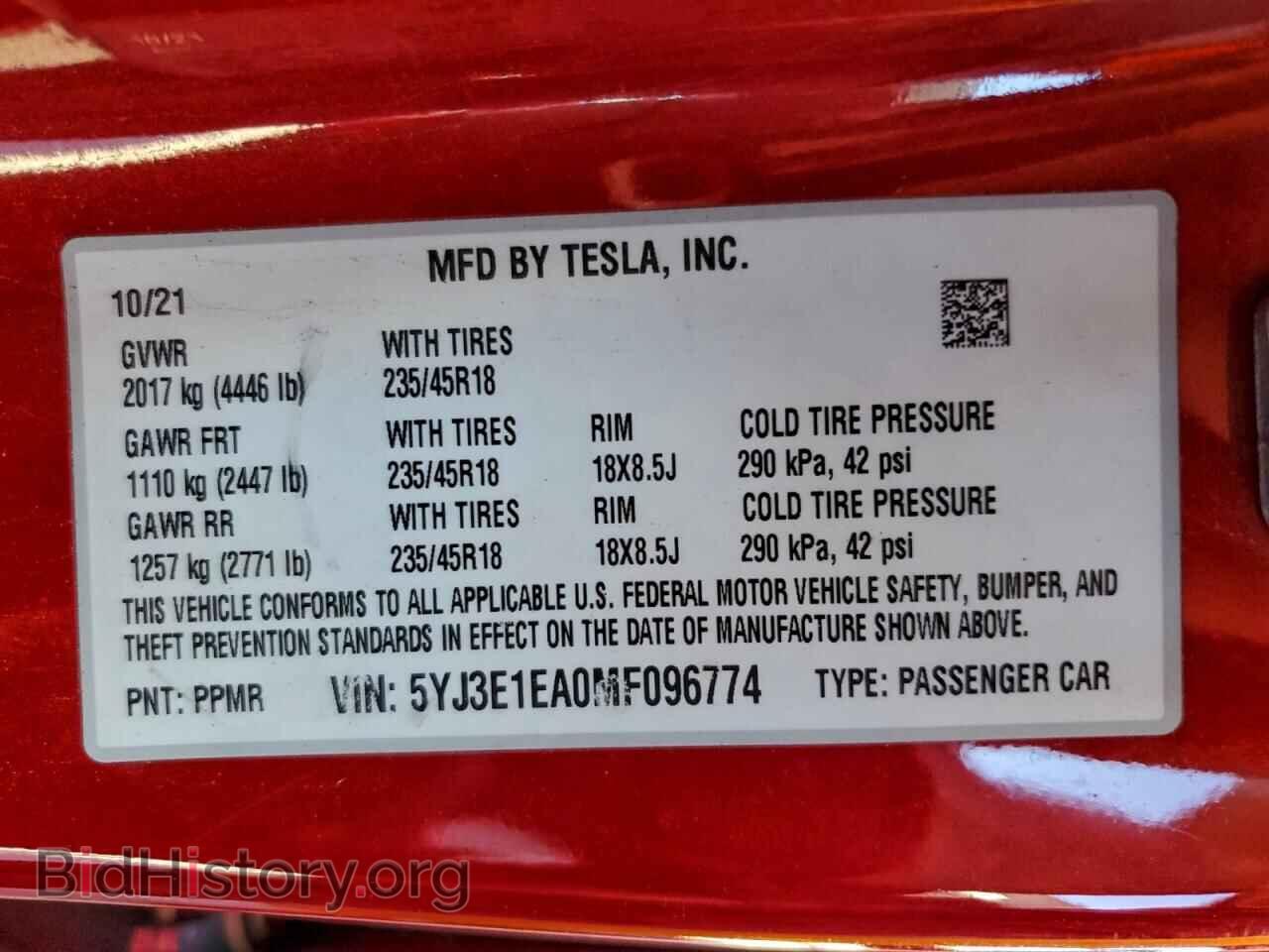 2021 TESLA MODEL 3 - VIN: 5YJ3E1EA0MF096774 - Photo 12