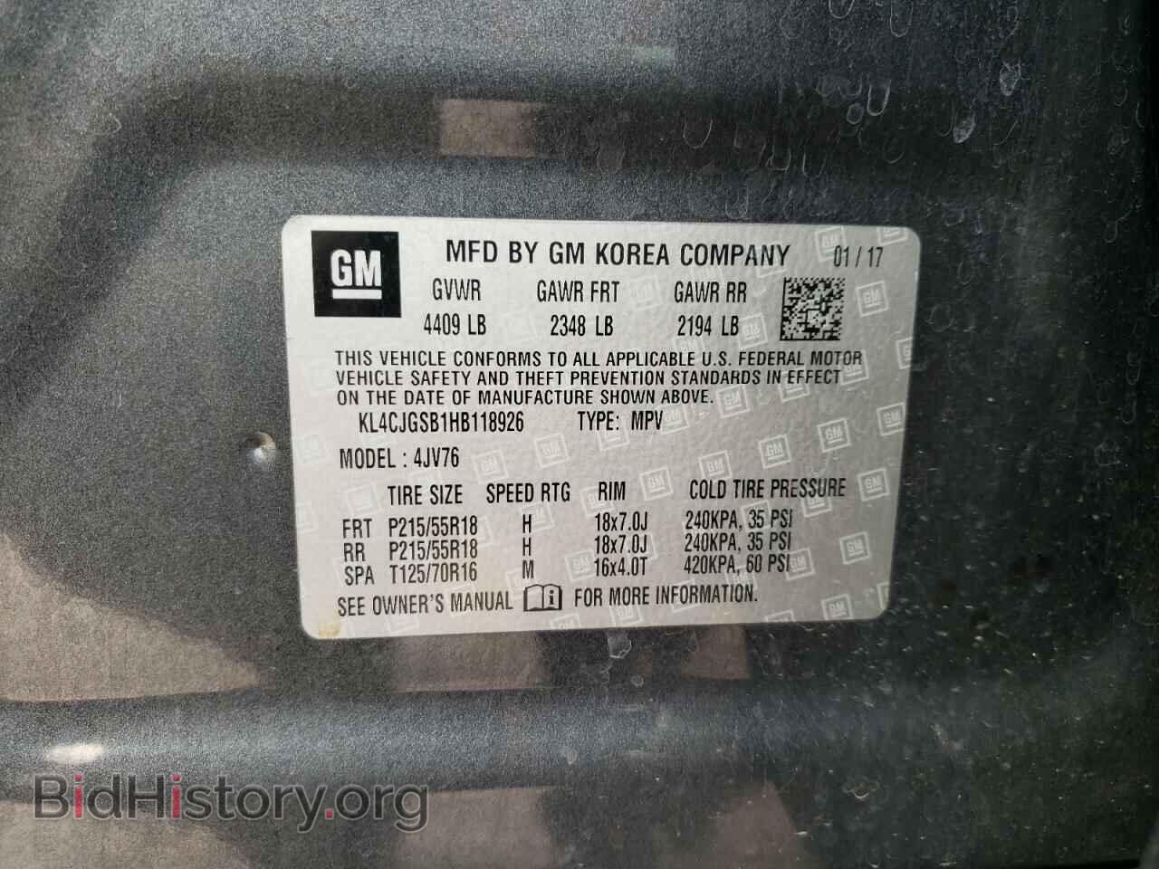 2017 BUICK ENCORE - VIN: KL4CJGSB1HB118926 - Photo 14