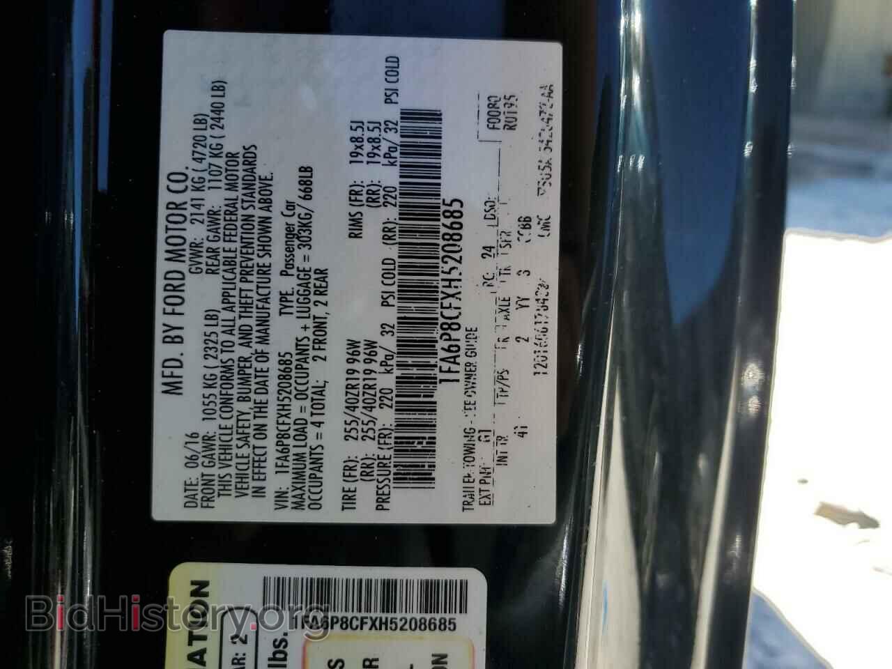 2017 FORD MUSTANG - VIN: 1FA6P8CFXH5208685 - Фото 12