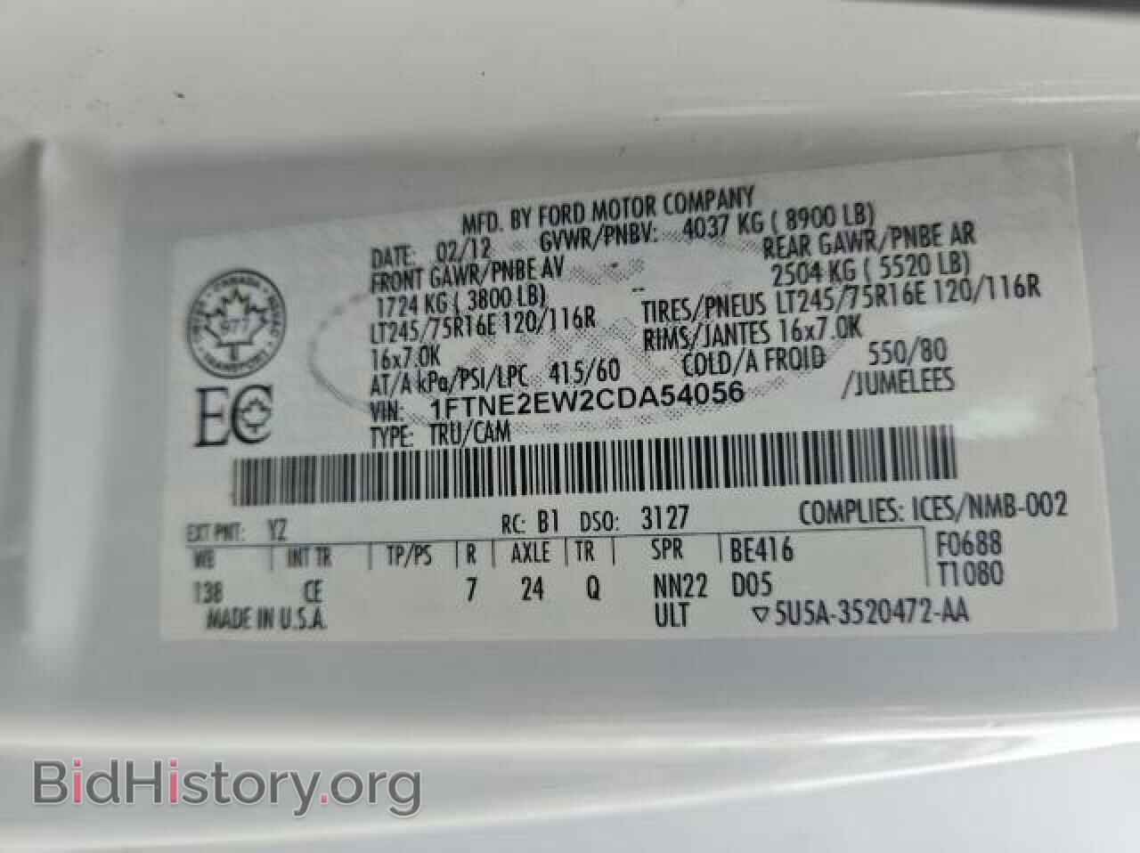2012 FORD ALL Models - VIN: 1FTNE2EW2CDA54056 - Photo 10