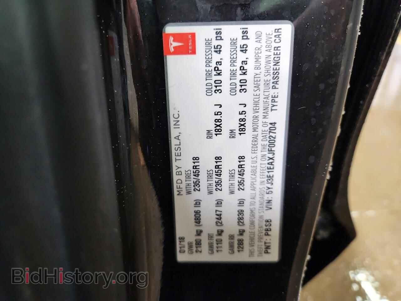 2018 TESLA MODEL 3 - VIN: 5YJ3E1EAXJF002704 - Photo 13