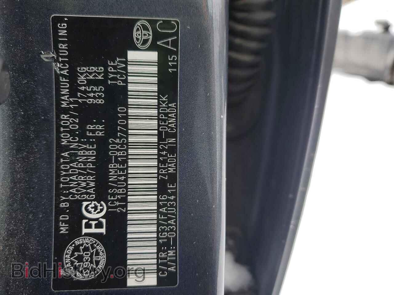 2011 TOYOTA COROLLA - VIN: 2T1BU4EE1BC577010 - Фото 13