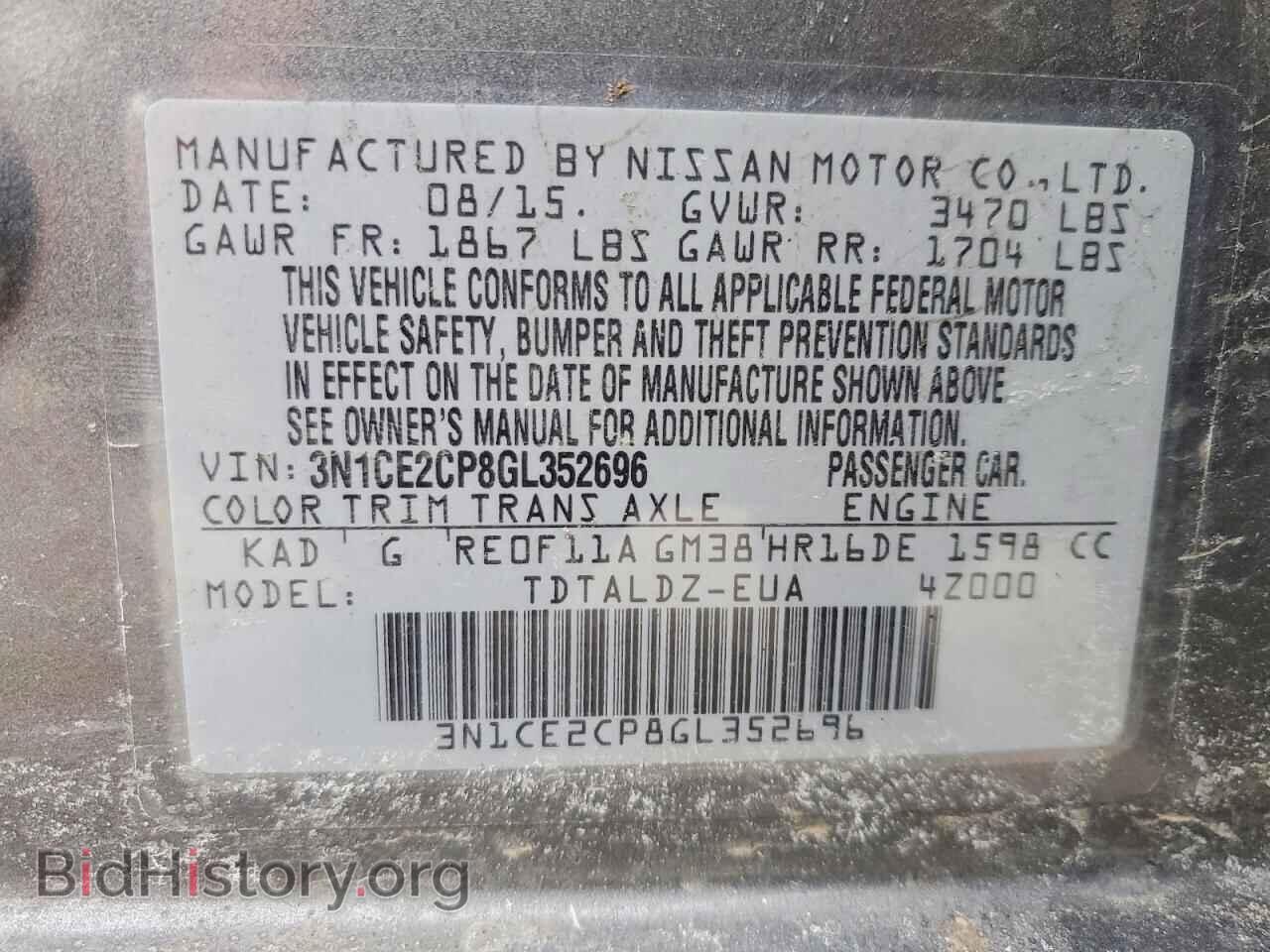 2016 NISSAN VERSA - VIN: 3N1CE2CP8GL352696 - Фото 13