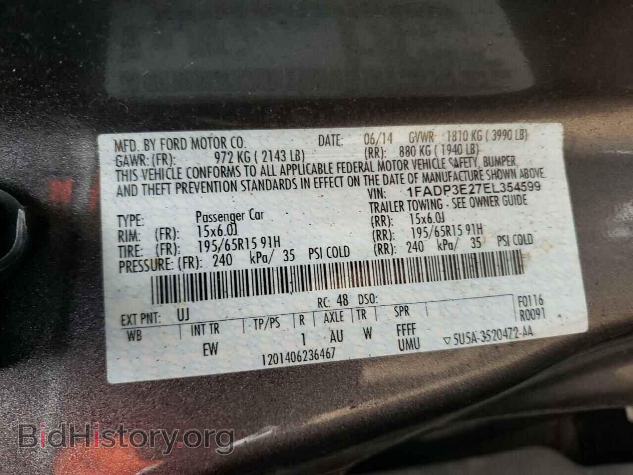 2014 FORD FOCUS - VIN: 1FADP3E27EL354599 - Фото 13