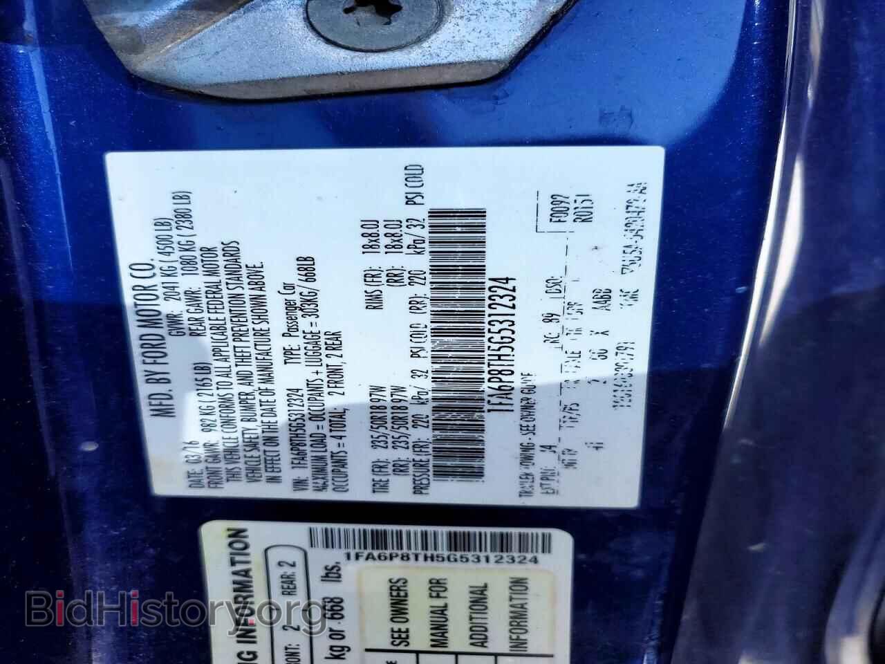 2016 FORD ALL Models - VIN: 1FA6P8TH5G5312324 - Фото 12