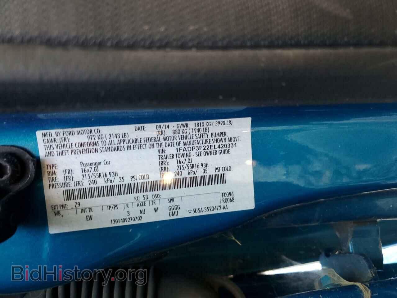 2014 FORD FOCUS - VIN: 1FADP3F22EL420331 - Фото 12