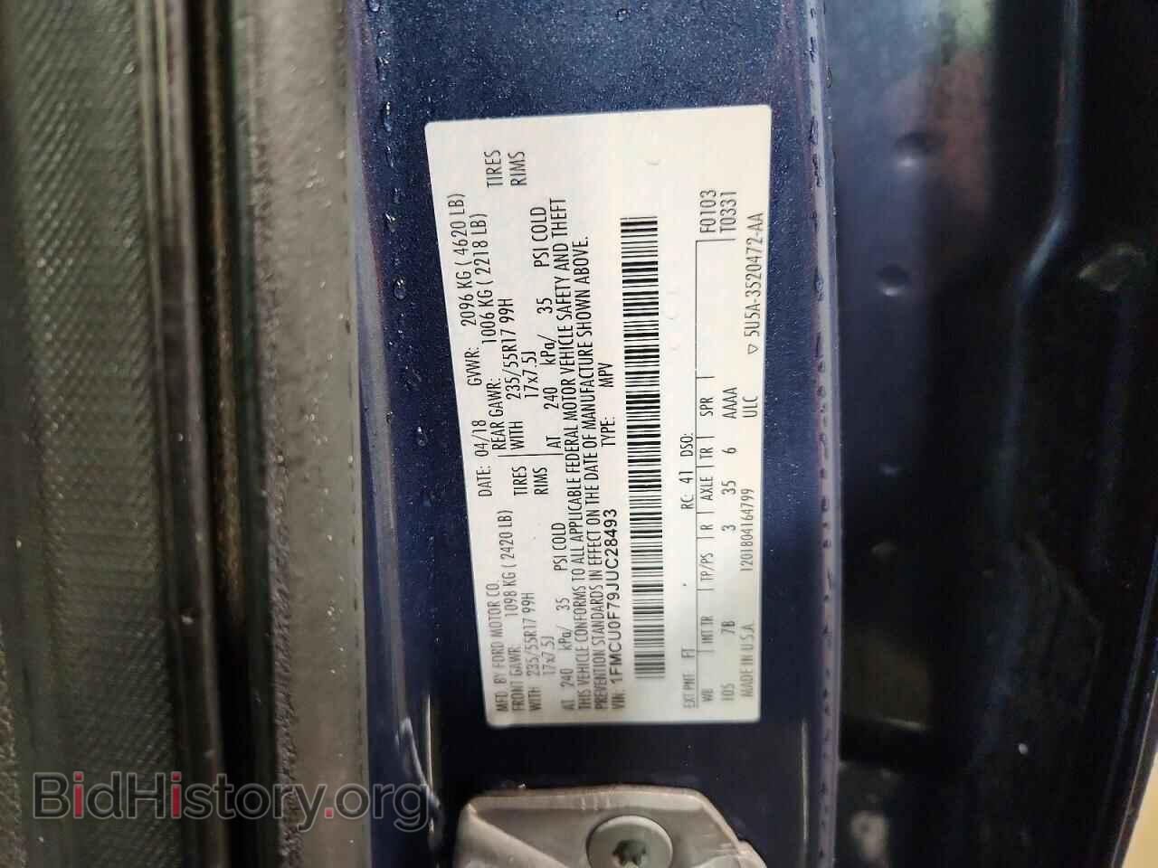 2018 FORD ESCAPE - VIN: 1FMCU0F79JUC28493 - Фото 13