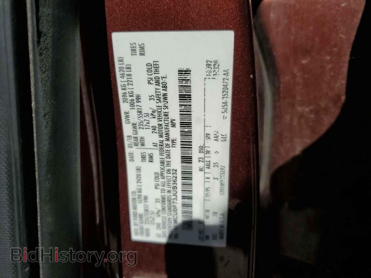2018 FORD ESCAPE - VIN: 1FMCU0F73JUB36232 - Фото 12