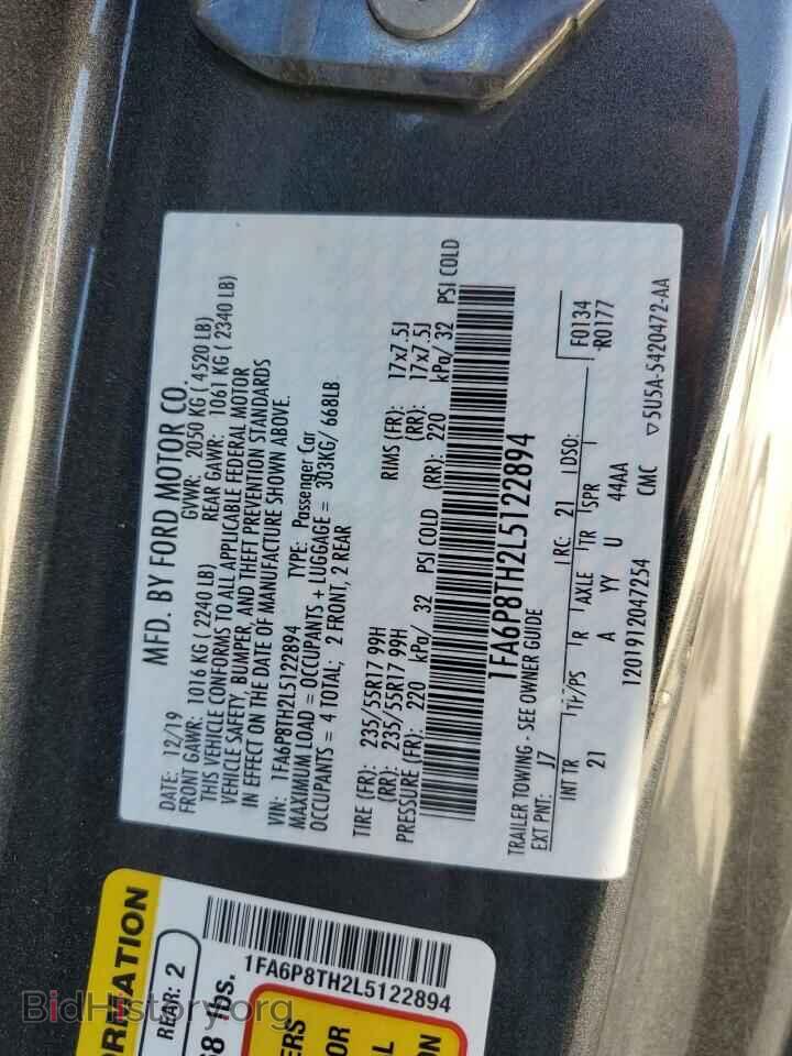 2020 FORD ALL Models - VIN: 1FA6P8TH2L5122894 - Фото 12