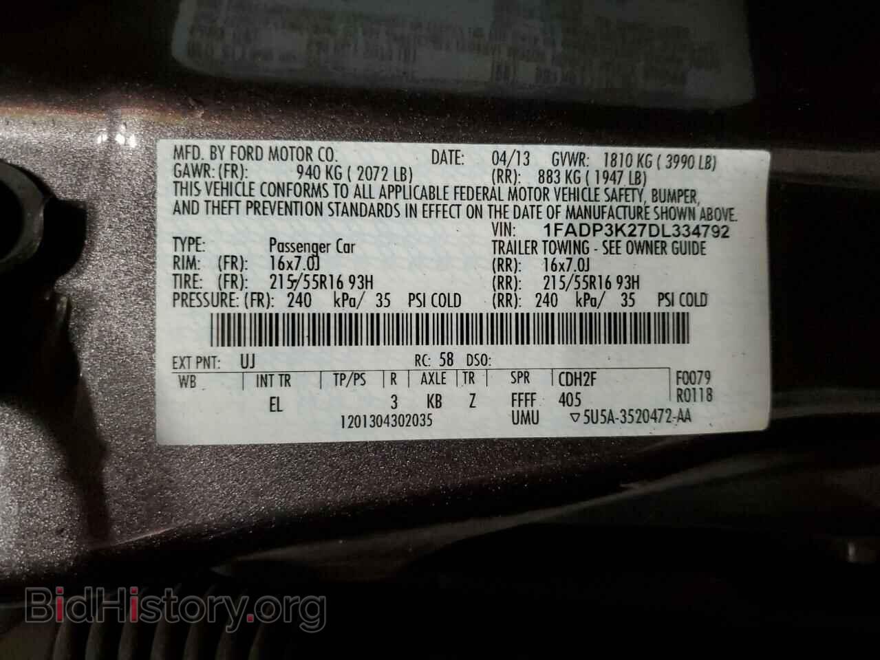 2013 FORD FOCUS - VIN: 1FADP3K27DL334792 - Фото 12