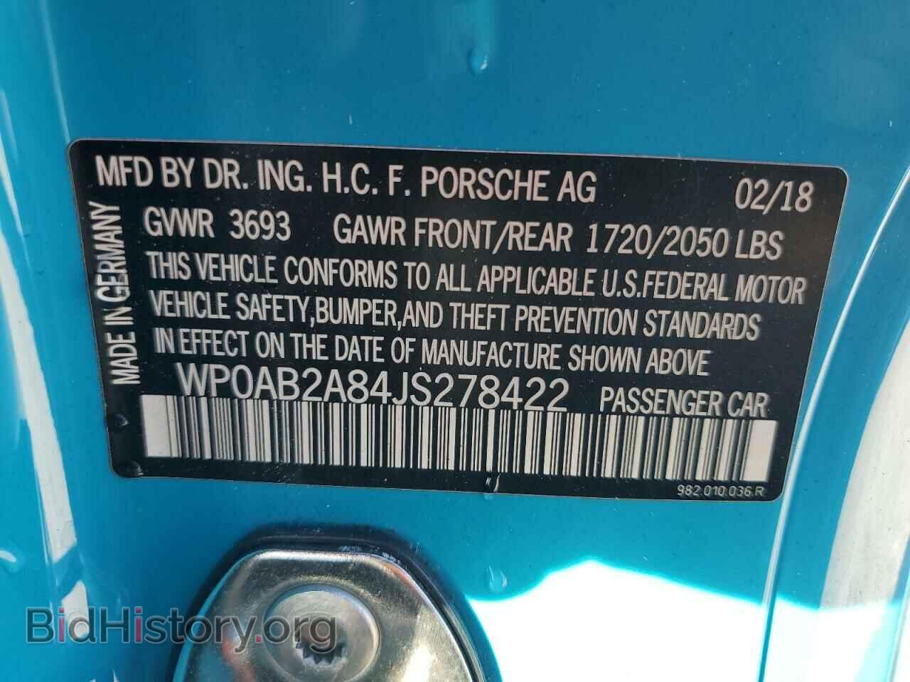 2018 PORSCHE CAYMAN - VIN: WP0AB2A84JS278422 - Фото 13
