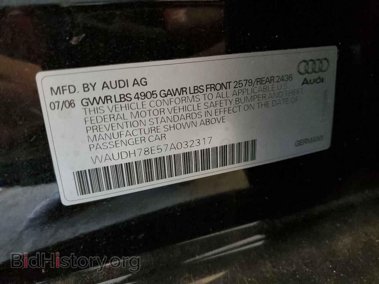 2007 AUDI A4 - VIN: WAUDH78E57A032317 - Фото 12