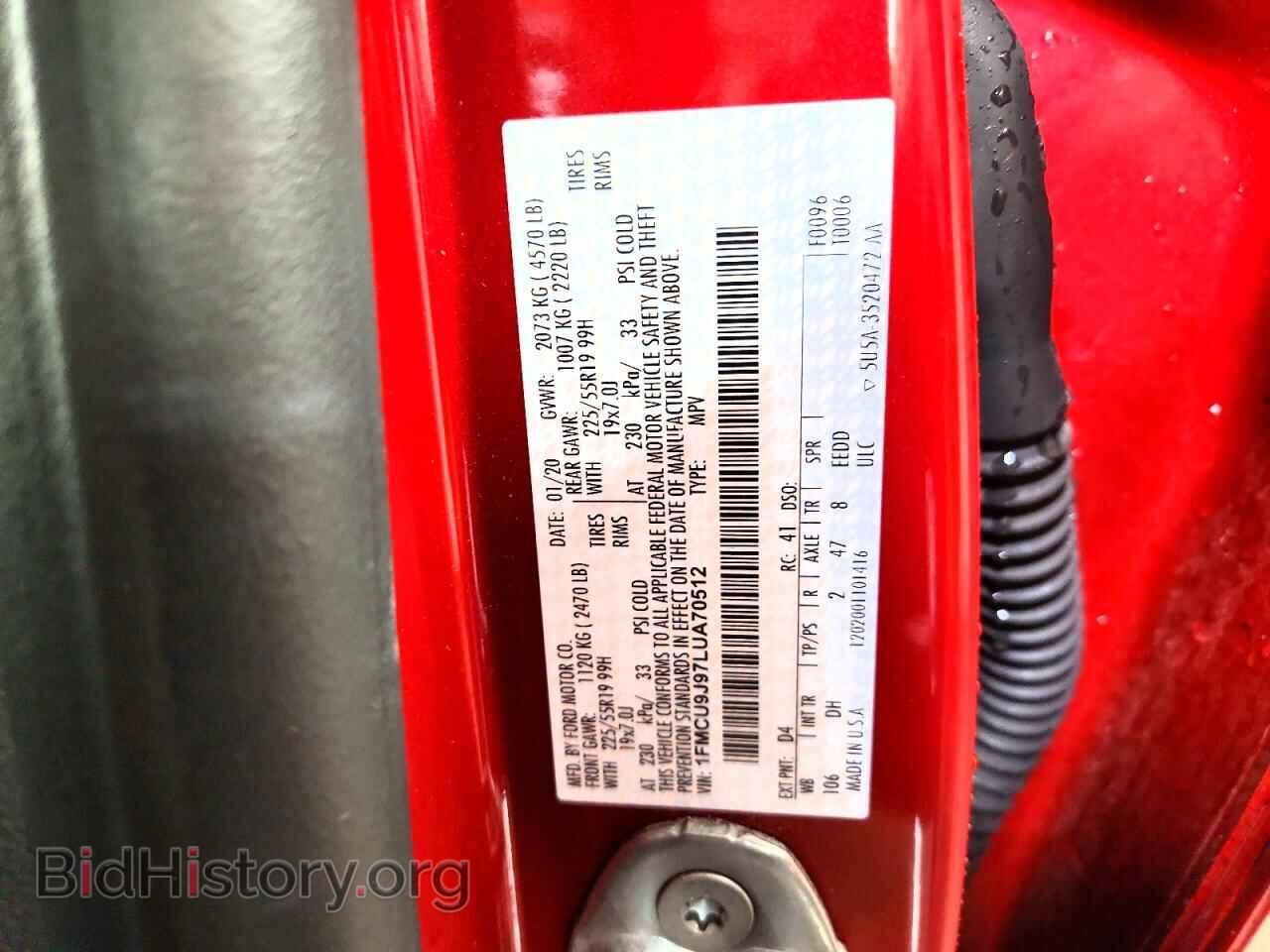 2020 FORD ESCAPE - VIN: 1FMCU9J97LUA70512 - Photo 13