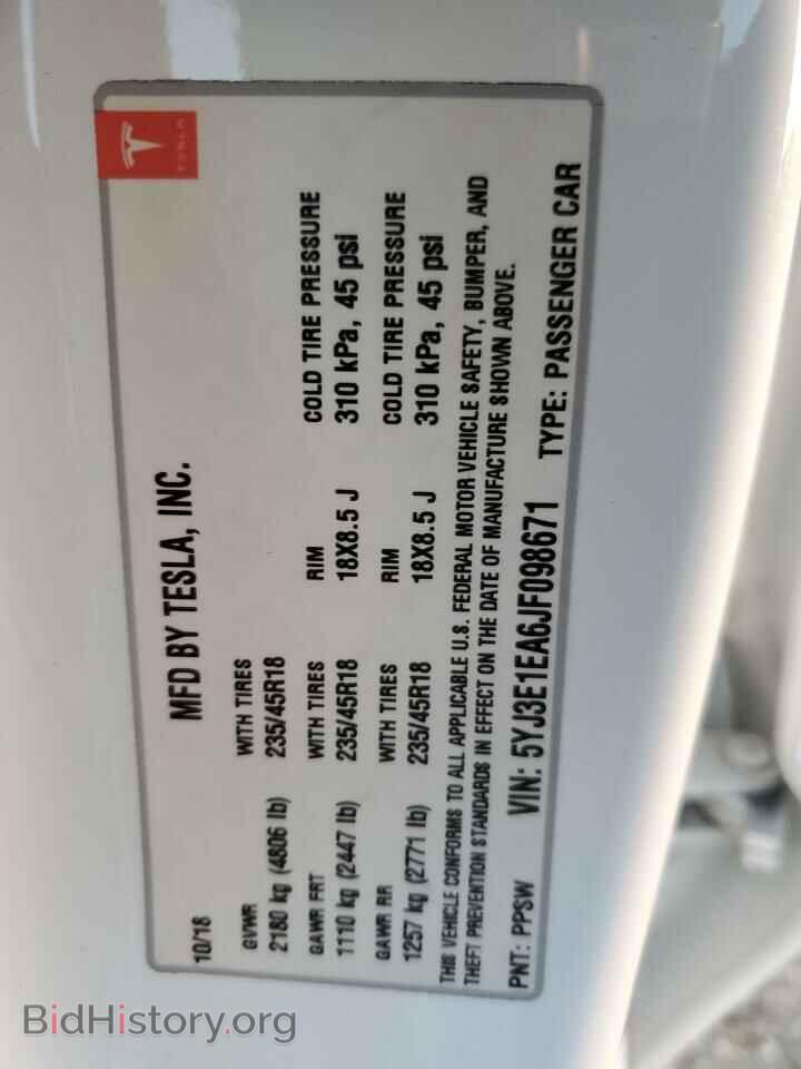 2018 TESLA MODEL 3 - VIN: 5YJ3E1EA6JF098671 - Photo 13