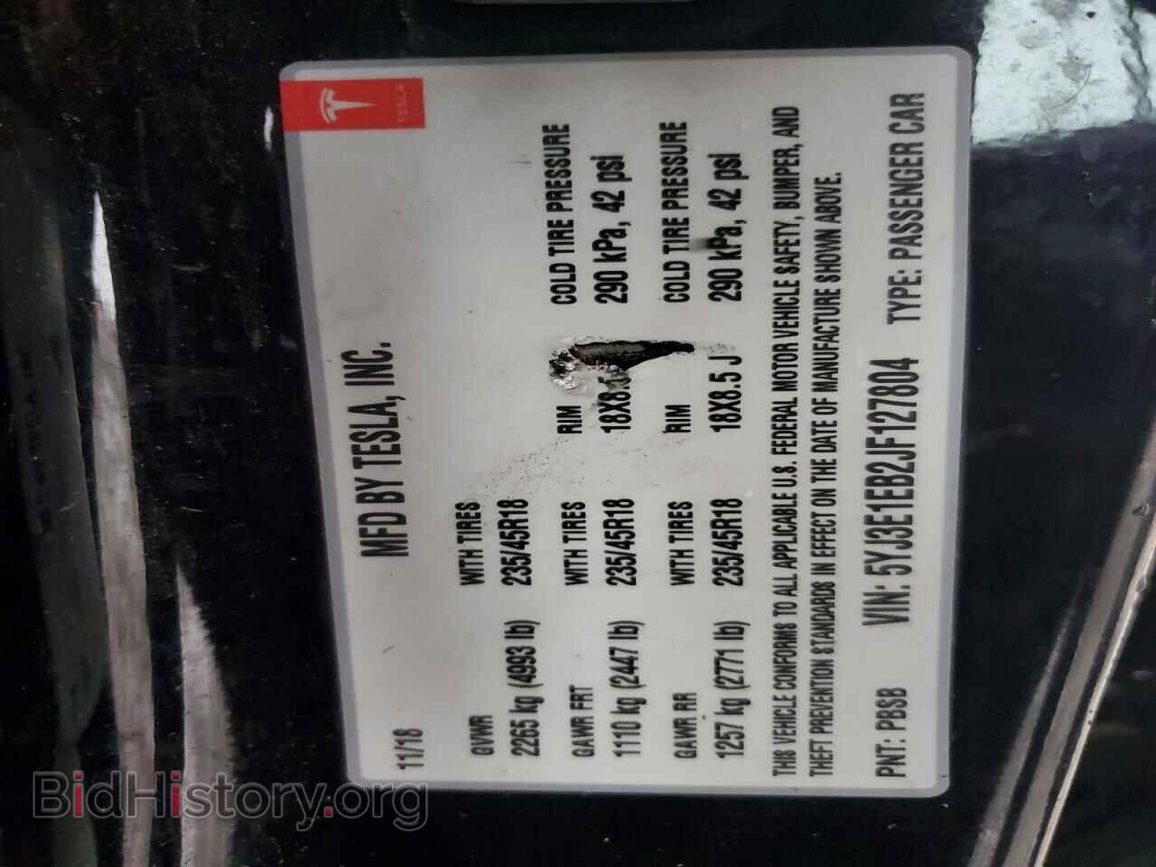 2018 TESLA MODEL 3 - VIN: 5YJ3E1EB2JF127804 - Фото 12
