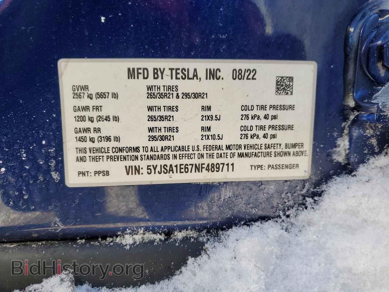 2022 TESLA MODEL S - VIN: 5YJSA1E67NF489711 - Photo 13