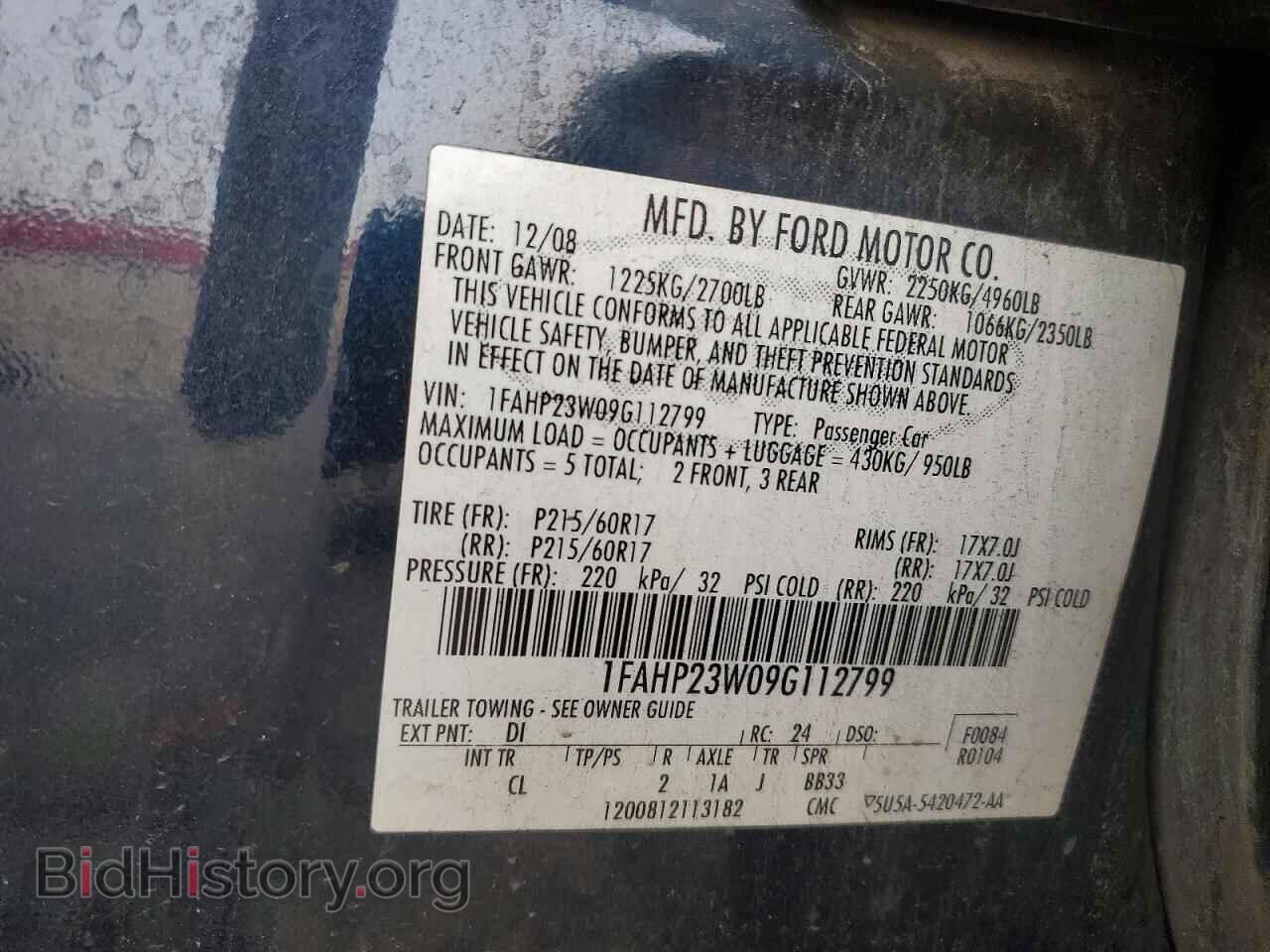 2009 FORD TAURUS - VIN: 1FAHP23W09G112799 - Photo 12