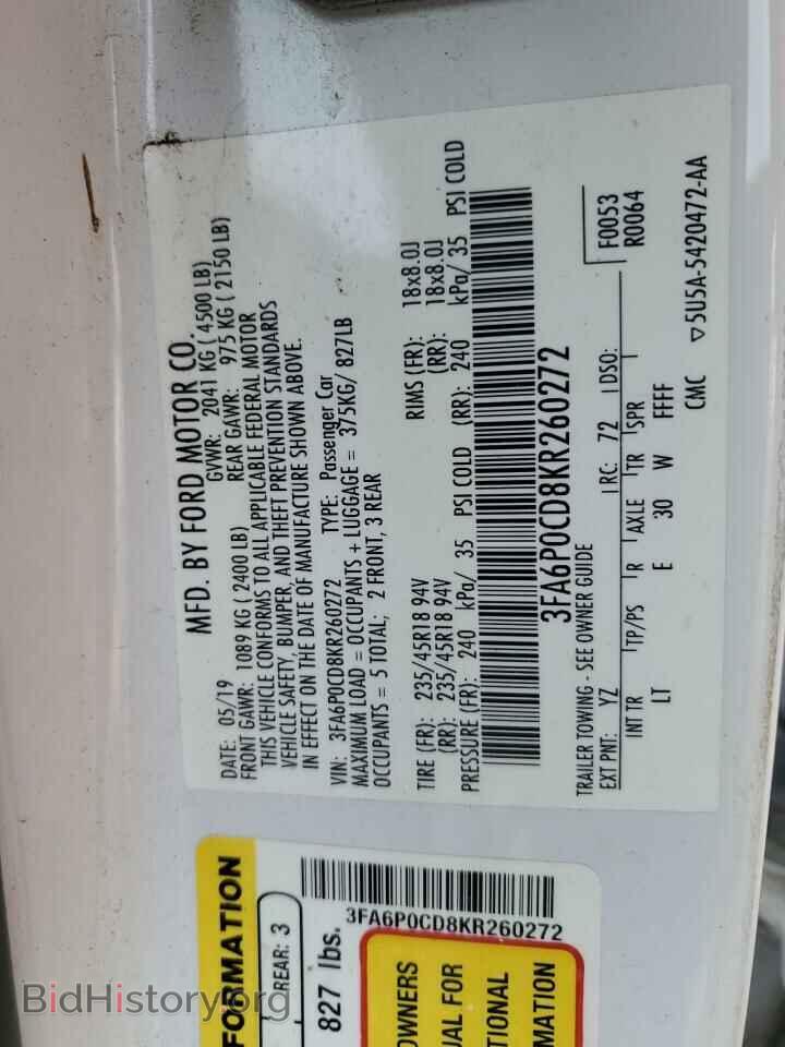 2019 FORD FUSION - VIN: 3FA6P0CD8KR260272 - Photo 12
