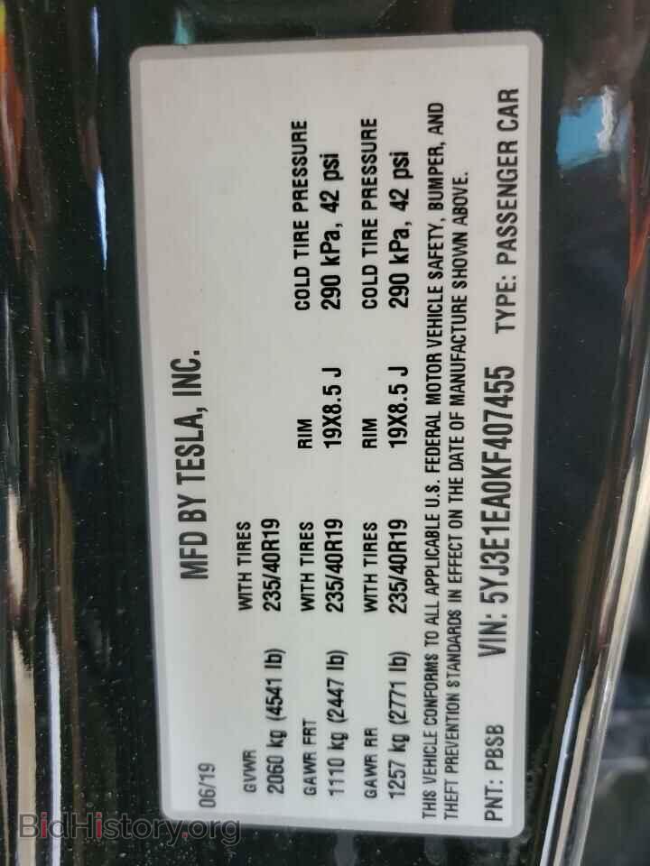 2019 TESLA MODEL 3 - VIN: 5YJ3E1EA0KF407455 - Photo 13