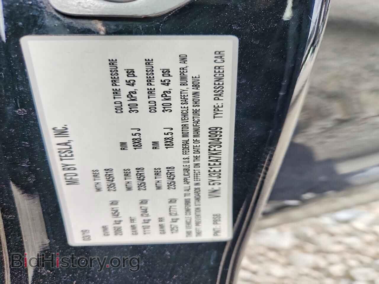 2019 TESLA MODEL 3 - VIN: 5YJ3E1EA7KF304999 - Photo 12