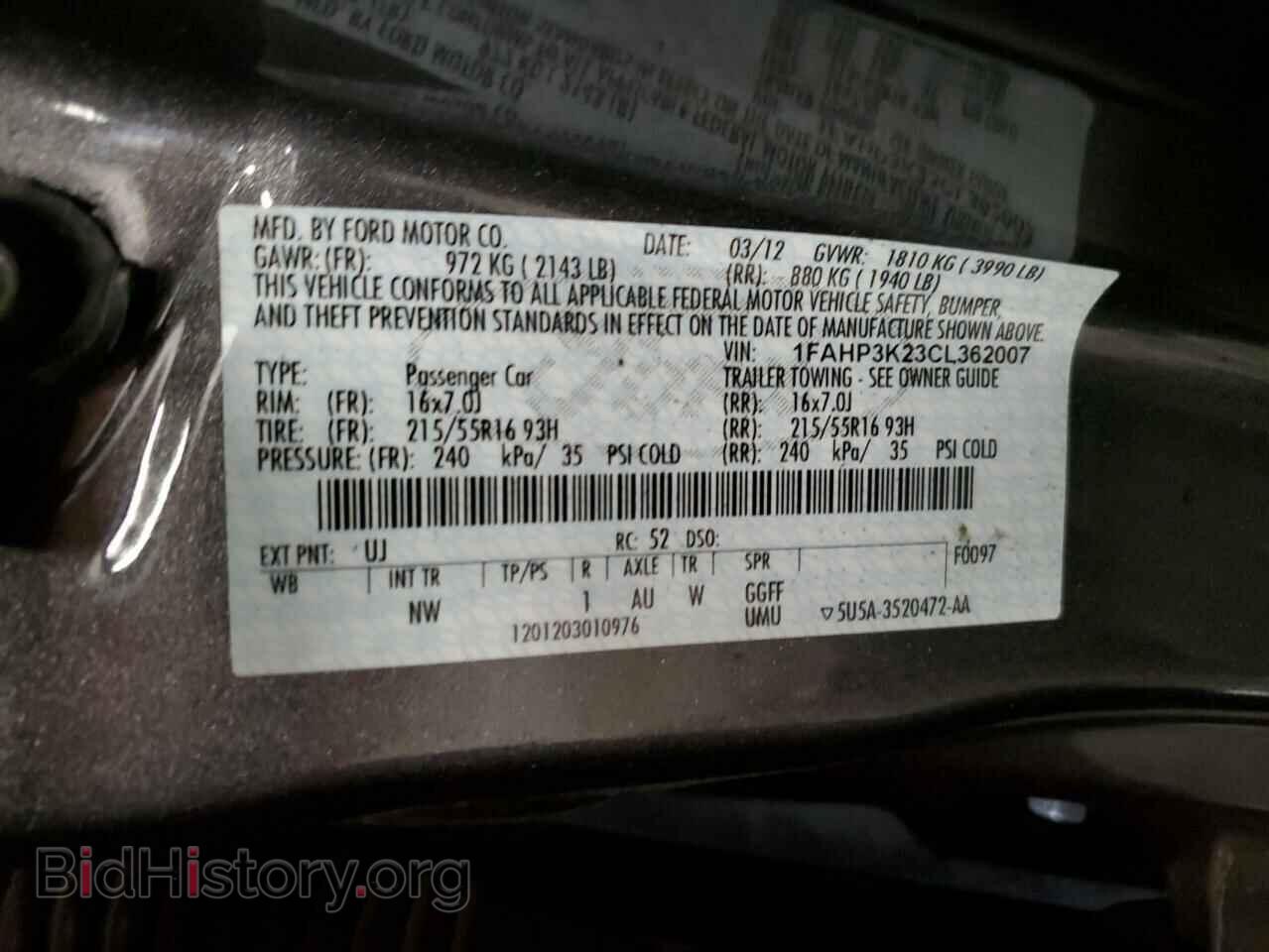 2012 FORD FOCUS - VIN: 1FAHP3K23CL362007 - Фото 12
