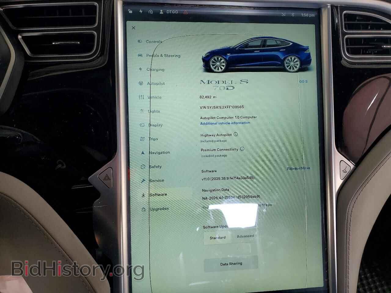 2015 TESLA MODEL S - VIN: 5YJSA1E2XFF109565 - Photo 9