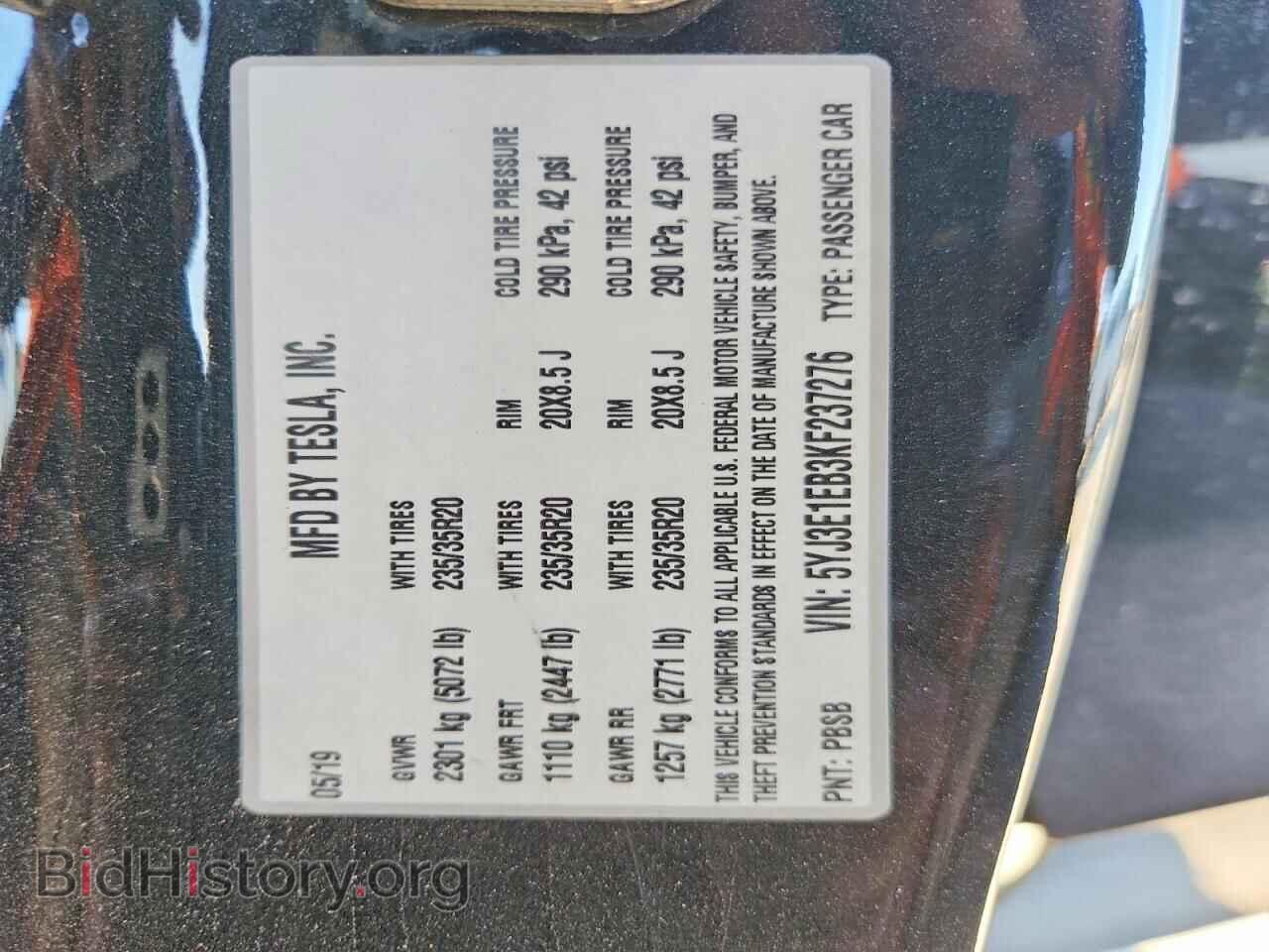 2019 TESLA MODEL 3 - VIN: 5YJ3E1EB3KF237276 - Фото 12