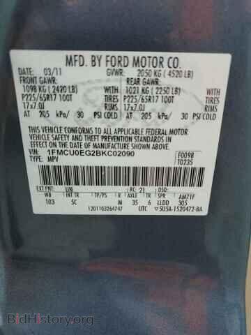 2011 FORD ESCAPE - VIN: 1FMCU0EG2BKC02090 - Фото 13