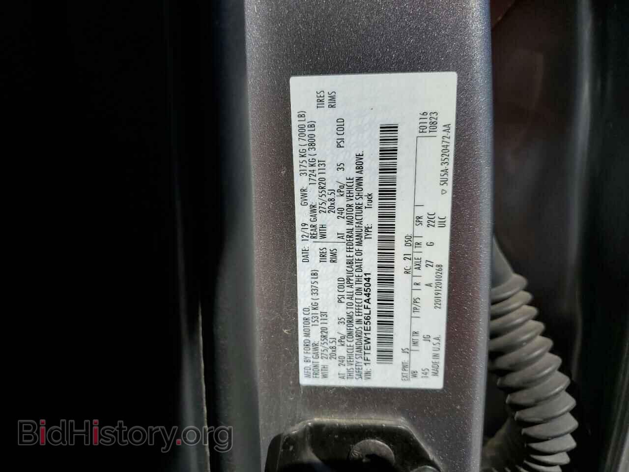 2020 FORD F-150 - VIN: 1FTEW1E56LFA45041 - Фото 12