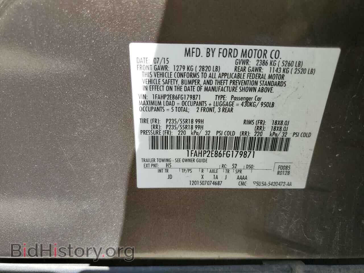 2015 FORD TAURUS - VIN: 1FAHP2E86FG179871 - Фото 12