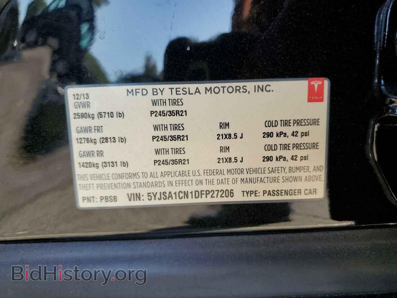 2013 TESLA MODEL S - VIN: 5YJSA1CN1DFP27206 - Фото 12