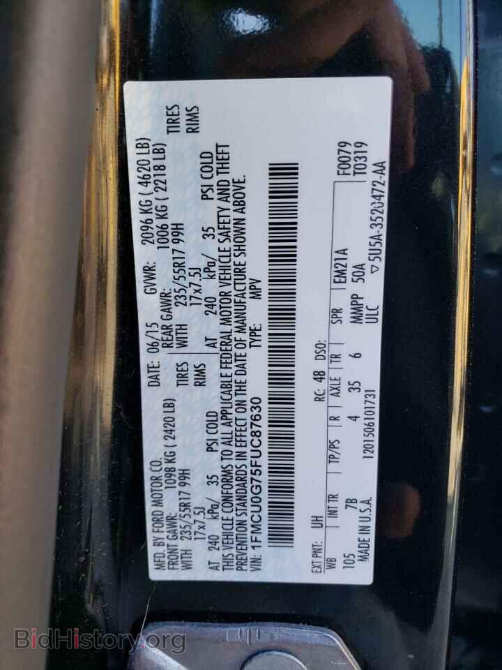 2015 FORD ESCAPE - VIN: 1FMCU0G75FUC87630 - Фото 14