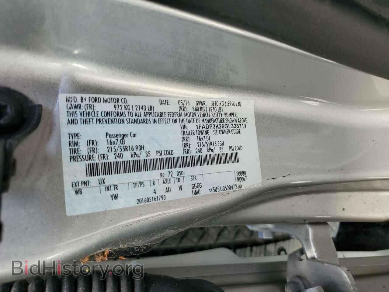 2016 FORD FOCUS - VIN: 1FADP3K26GL338711 - Фото 12