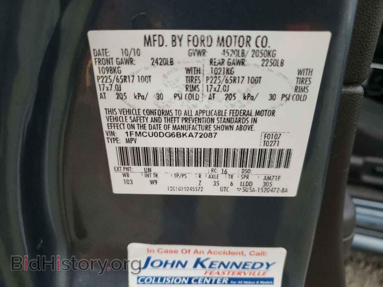 2011 FORD ESCAPE - VIN: 1FMCU0DG6BKA72087 - Фото 13
