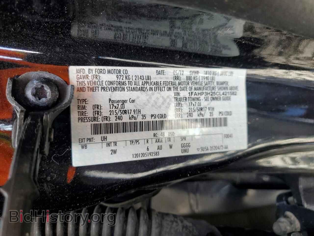 2012 FORD FOCUS - VIN: 1FAHP3H25CL421582 - Фото 12