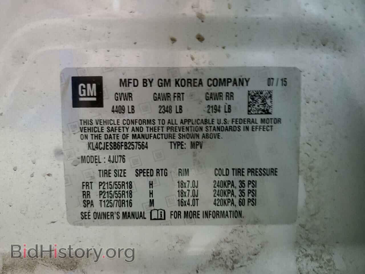 2015 BUICK ENCORE - VIN: KL4CJESB6FB257564 - Photo 13