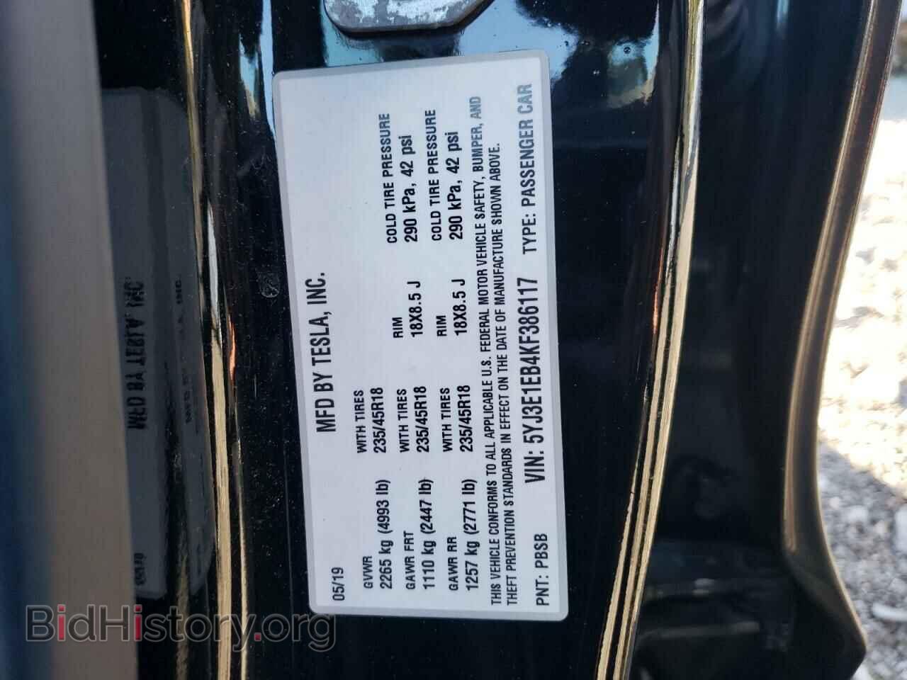 2019 TESLA MODEL 3 - VIN: 5YJ3E1EB4KF386117 - Photo 12