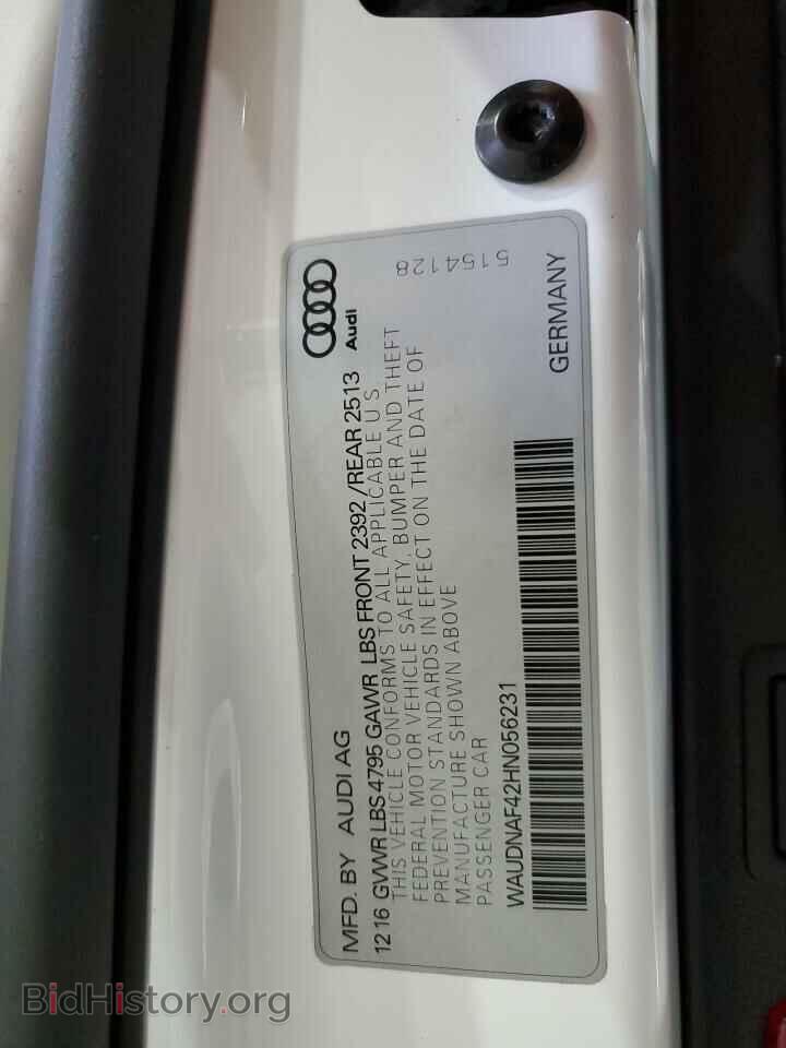 2017 AUDI A4 - VIN: WAUDNAF42HN056231 - Фото 13