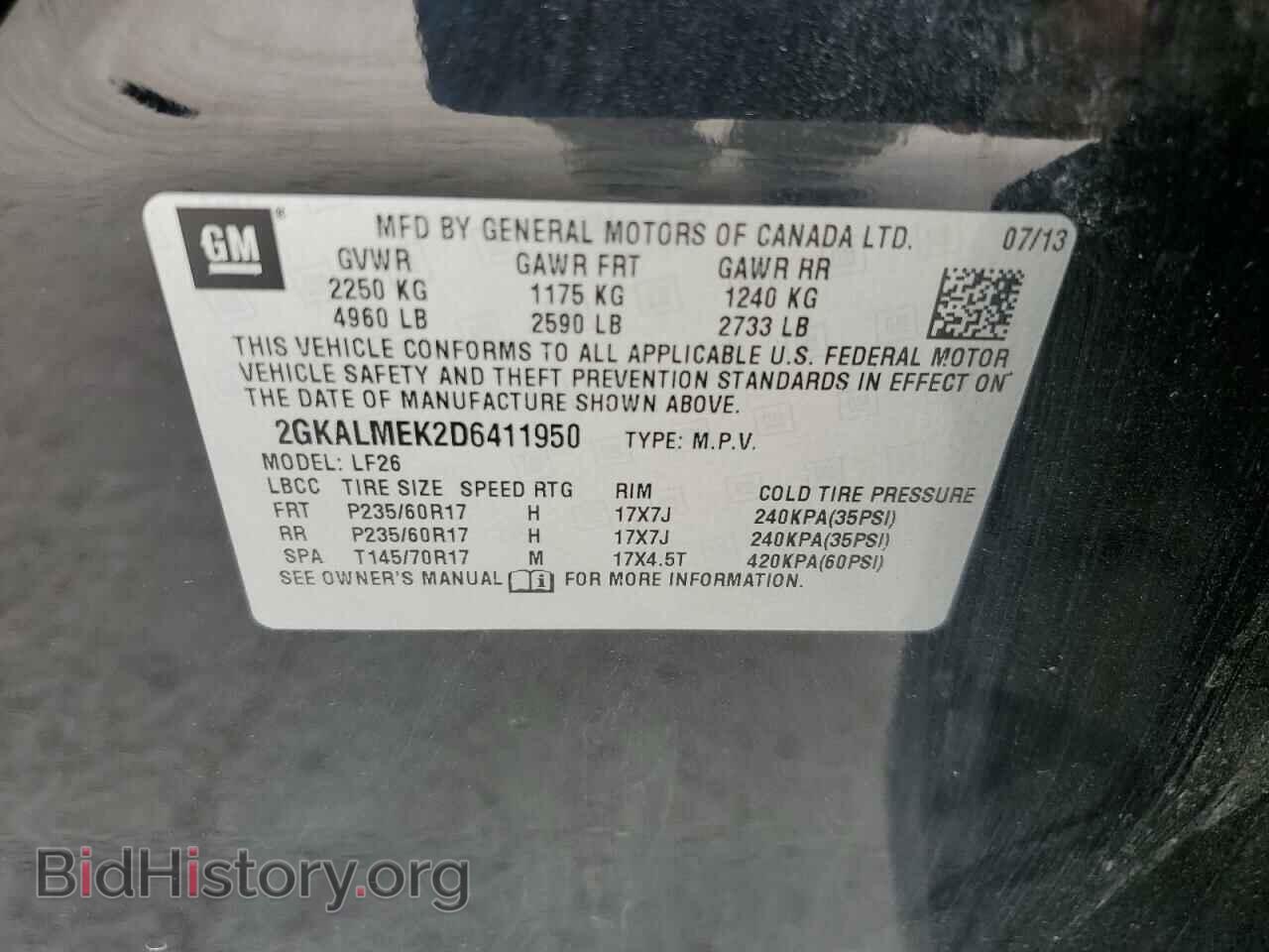 2013 GMC TERRAIN - VIN: 2GKALMEK2D6411950 - Photo 13