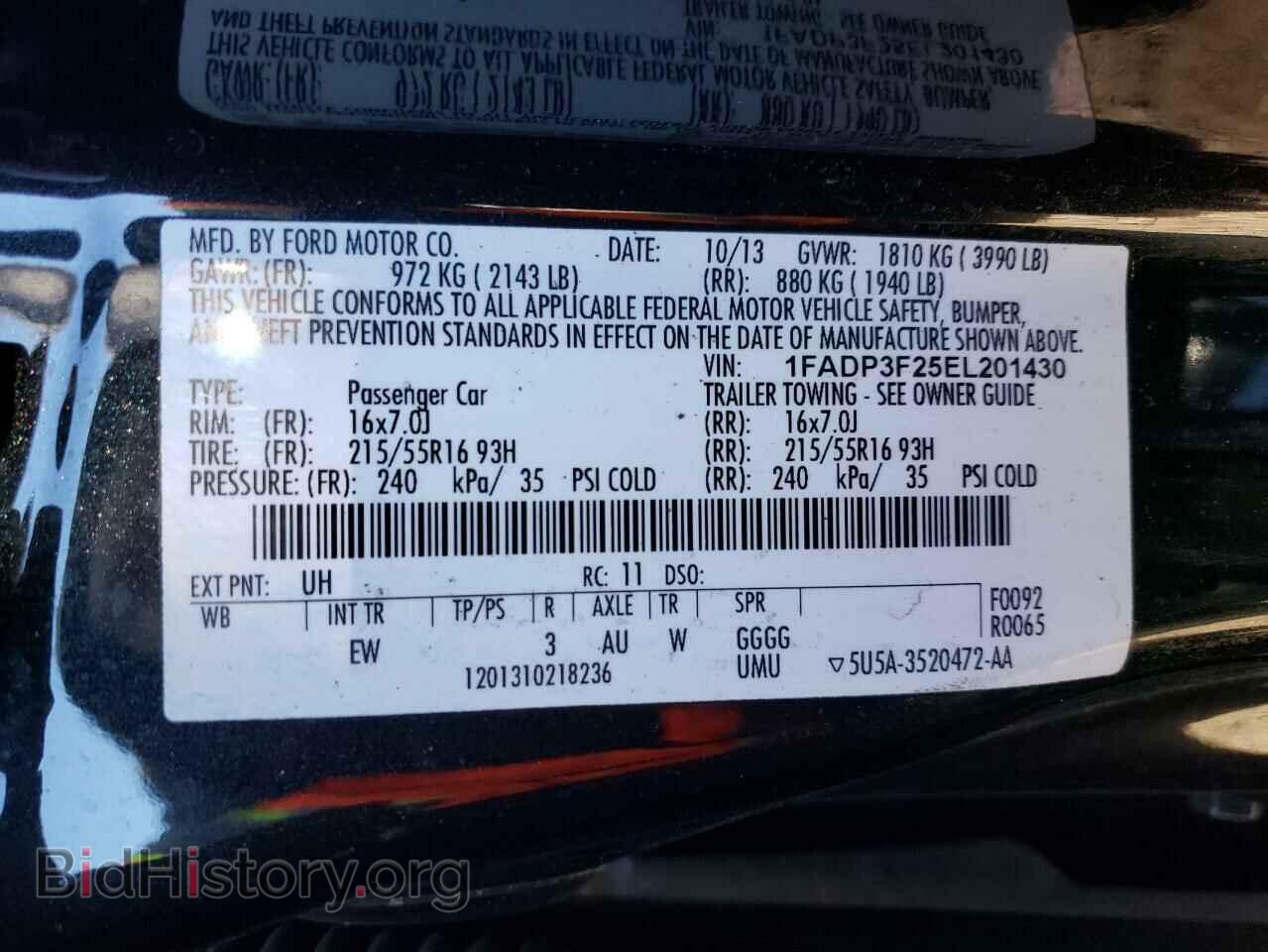 2014 FORD FOCUS - VIN: 1FADP3F25EL201430 - Фото 13