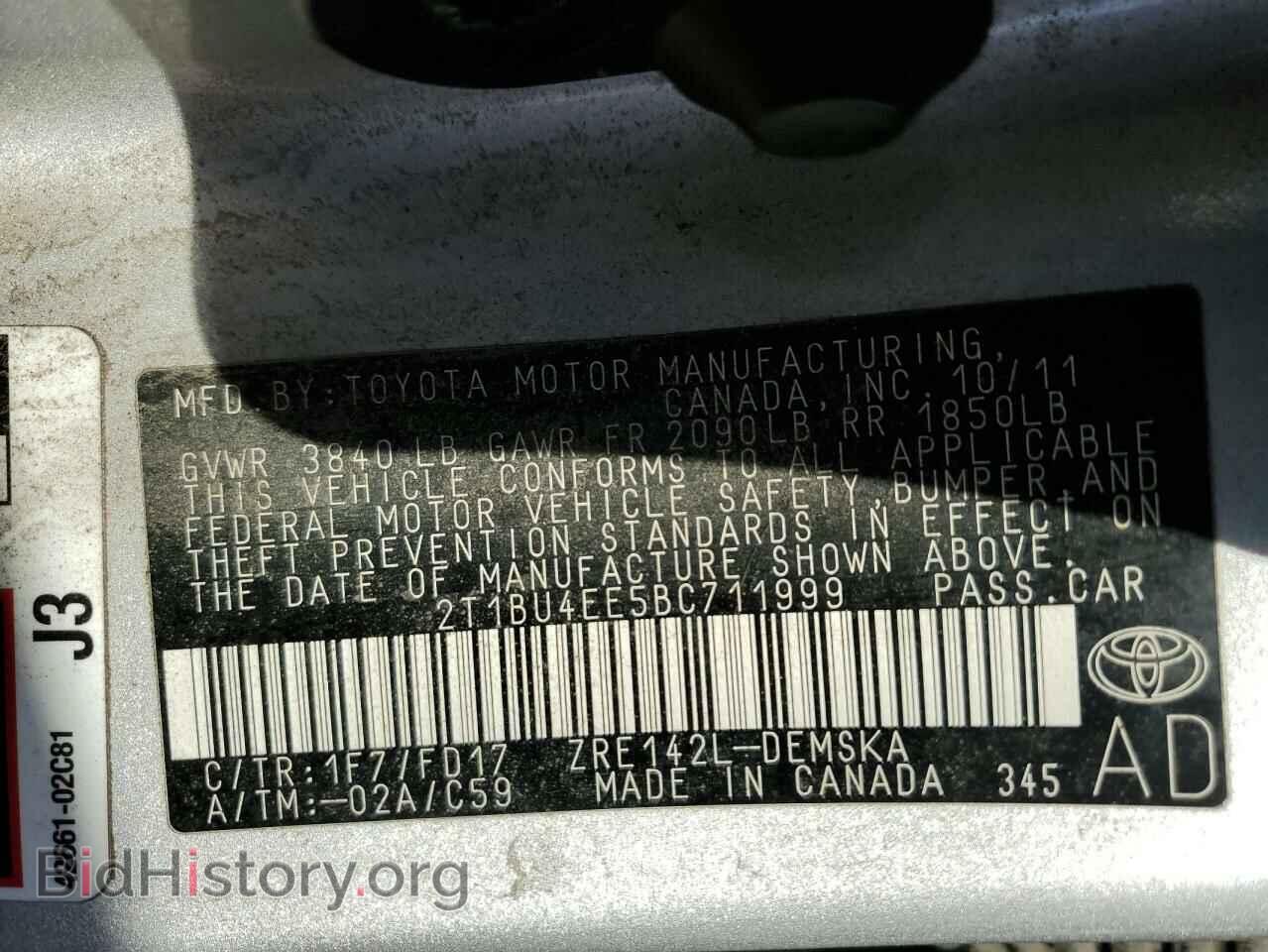 2011 TOYOTA COROLLA - VIN: 2T1BU4EE5BC711999 - Фото 12