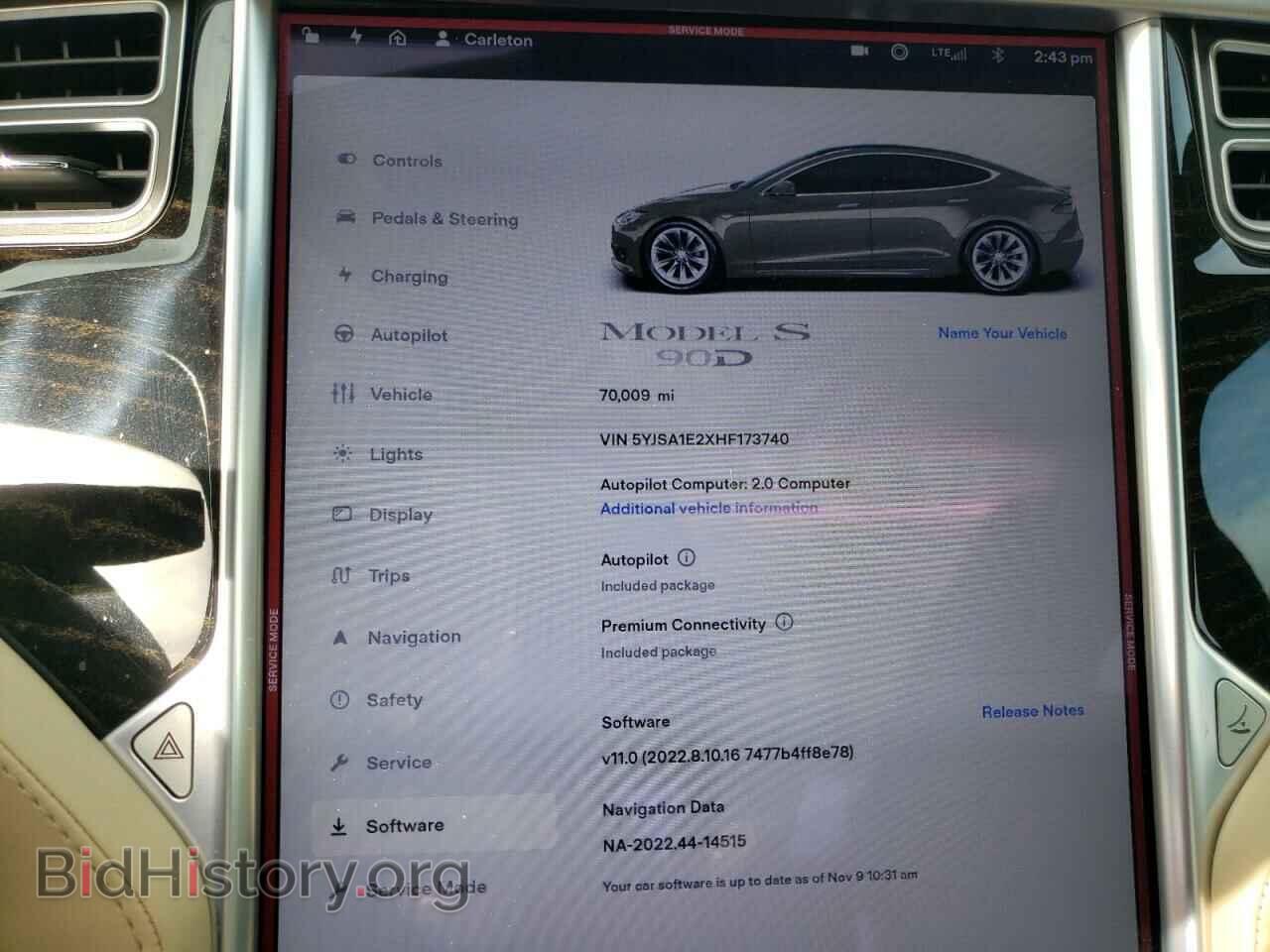 2017 TESLA MODEL S - VIN: 5YJSA1E2XHF173740 - Photo 9