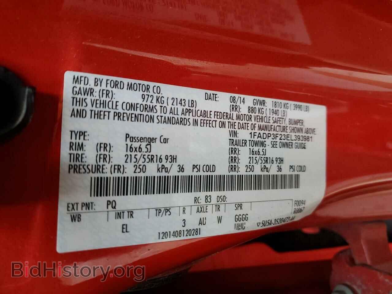 2014 FORD FOCUS - VIN: 1FADP3F23EL393981 - Фото 12