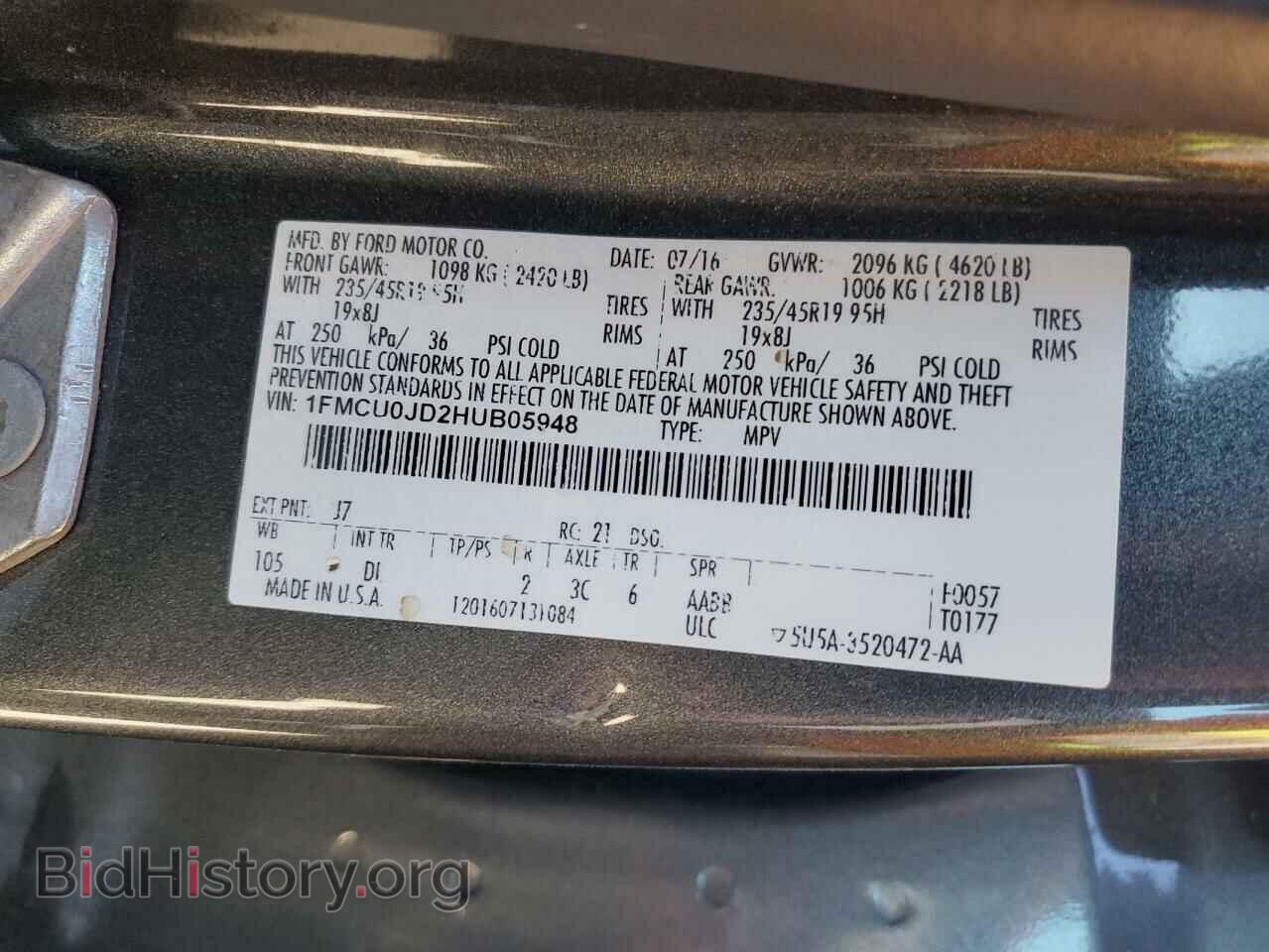 2017 FORD ESCAPE - VIN: 1FMCU0JD2HUB05948 - Фото 12
