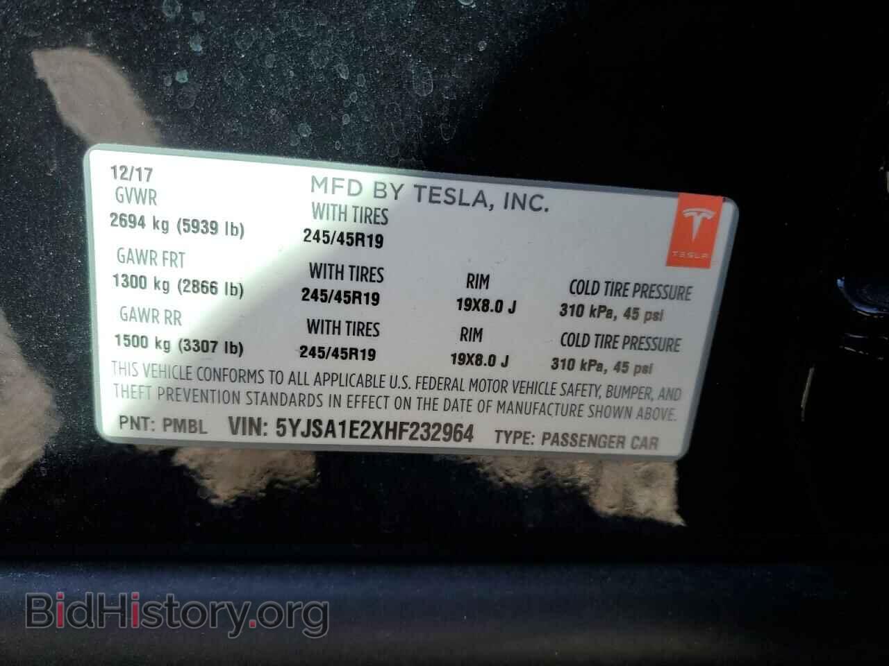 2017 TESLA MODEL S - VIN: 5YJSA1E2XHF232964 - Фото 12
