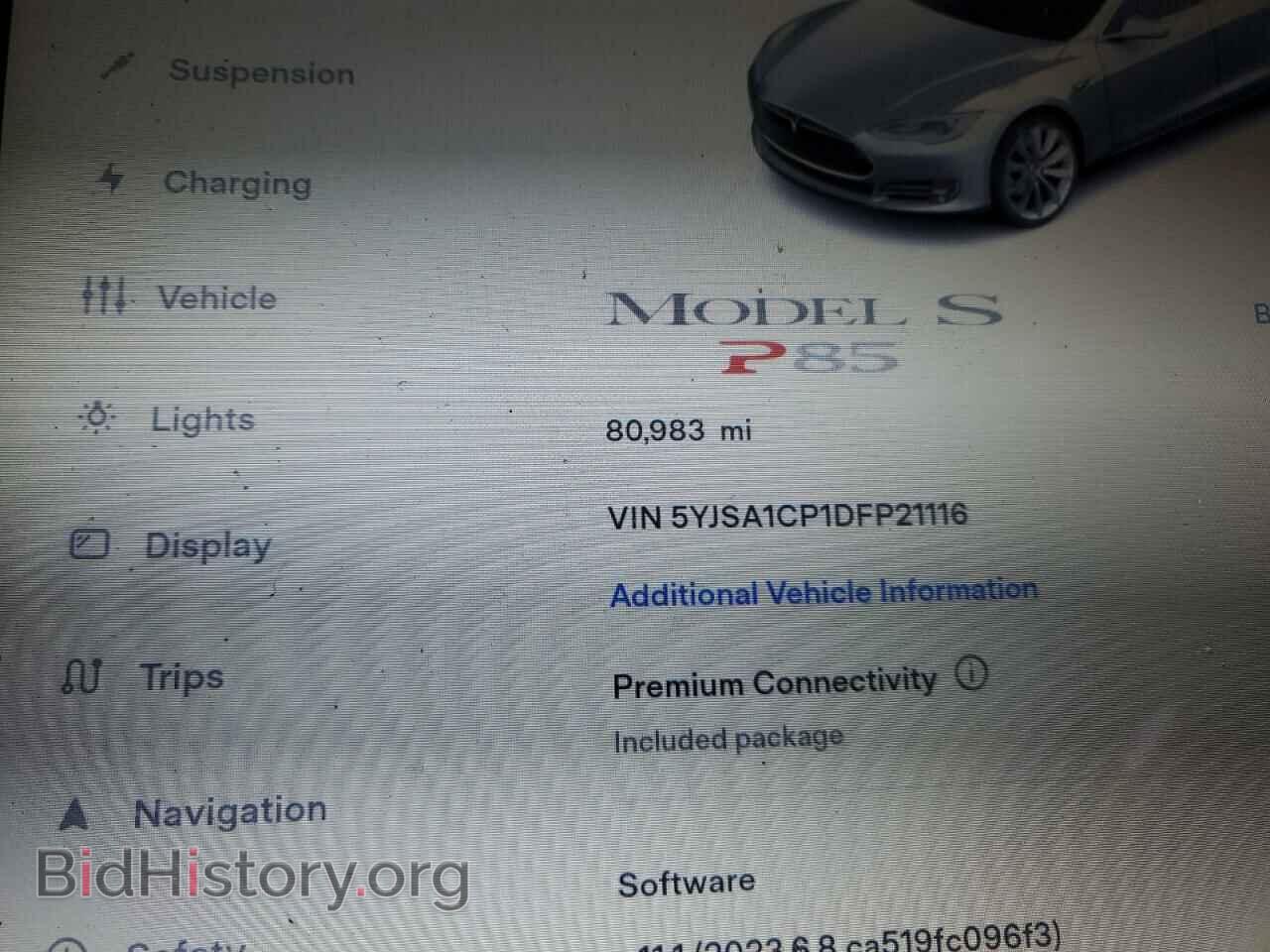 2013 TESLA MODEL S - VIN: 5YJSA1CP1DFP21116 - Photo 9
