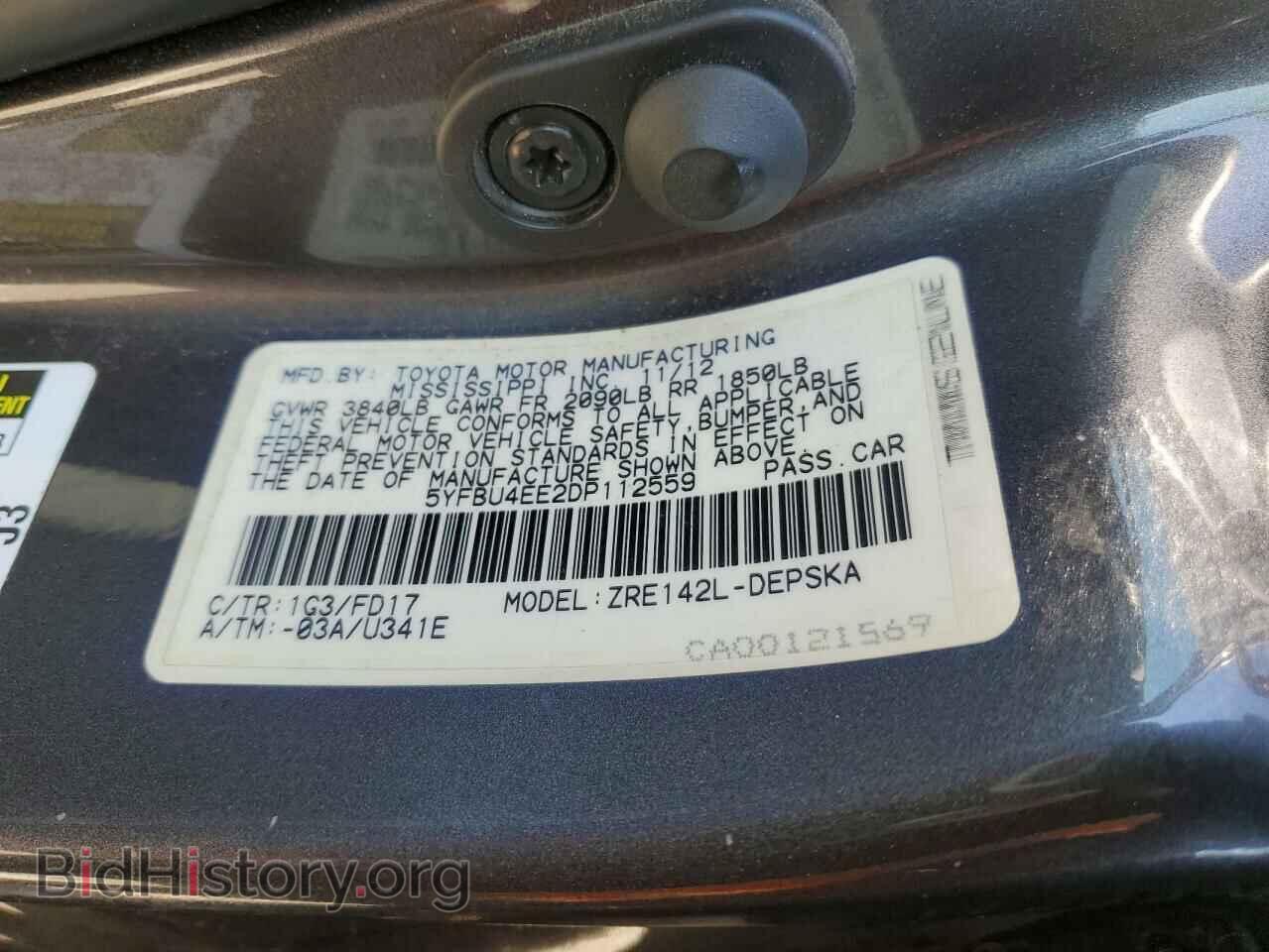 2013 TOYOTA COROLLA - VIN: 5YFBU4EE2DP112559 - Фото 12