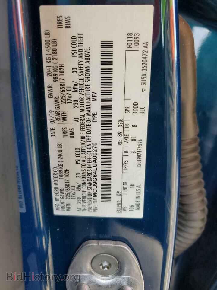 2020 FORD ESCAPE - VIN: 1FMCU9G64LUA00270 - Photo 12